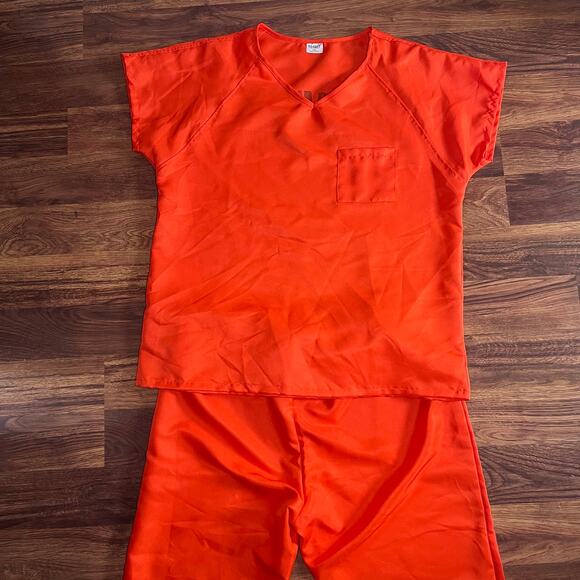 Spirit Halloween Inmate Got Busted Orange Prisoner Costume Adult L/XL - Picture 1 of 8